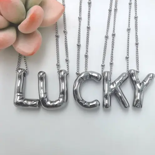 Balloon Letter G Initial Necklace Gold