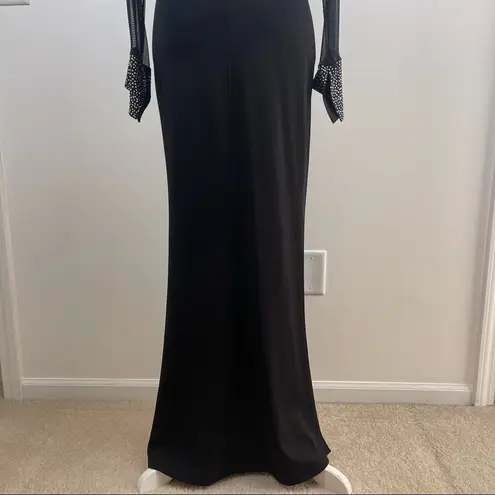 Nicole Bakti Sexy Form Fitted Sheer Mesh Rhinestones Gown Dress Gothic Fairy