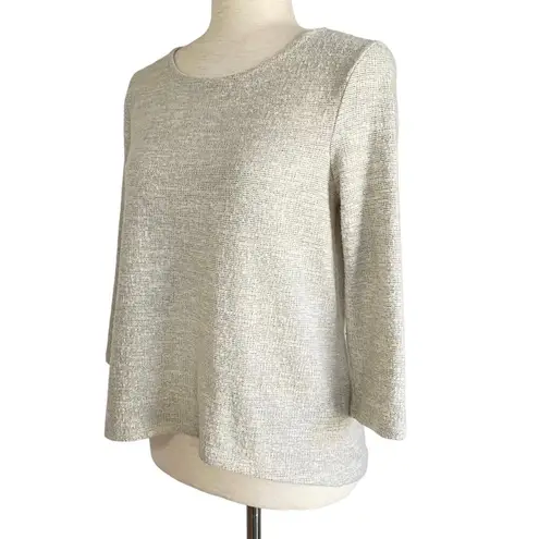 W5 ANTHROPOLOGIE Lightweight Knit 3/4 Sleeve Sweater Slit Hem Size Small Casual