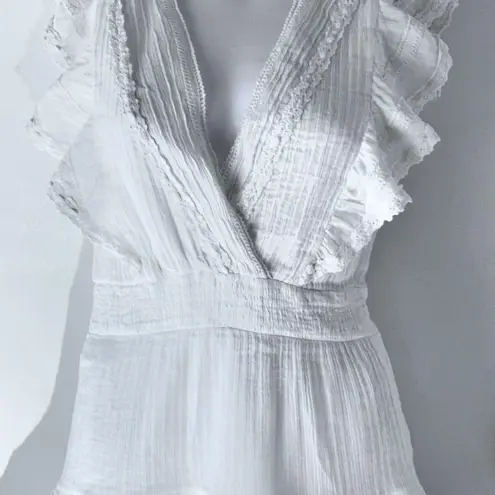 Bardot White Textured Ruffle Mini Dress – Size US 8 / AUS 12 / EUR 40