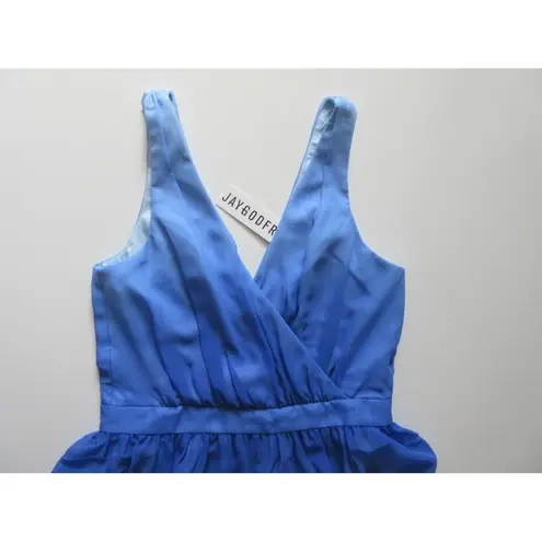 Jay Godfrey NWT Sinclair Blue Teal Ombre Chiffon Slit Front Maxi Dress Gown 2