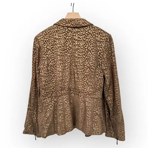 Vintage Pamela McCoy Leopard Print Leather Jacket Brown Size L