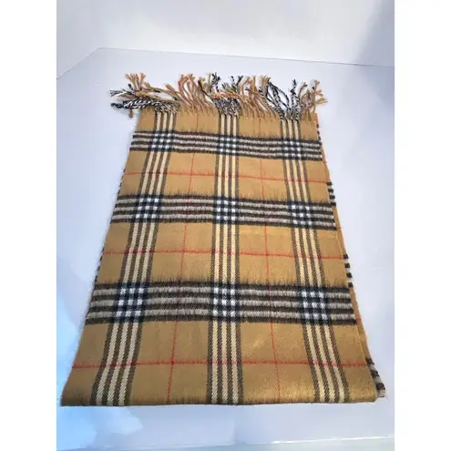 100% Cashmere Tartan Plaid Scarf Made in Scotland Tan