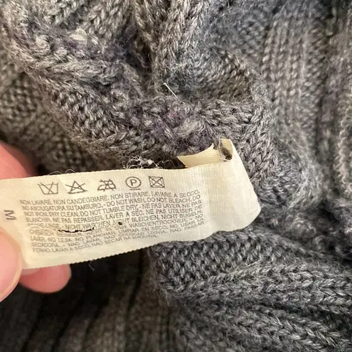 United Colors Of Benetton Gray Knit Long Sleeve Midi Dress w/ Faux Fur Sz M Wool