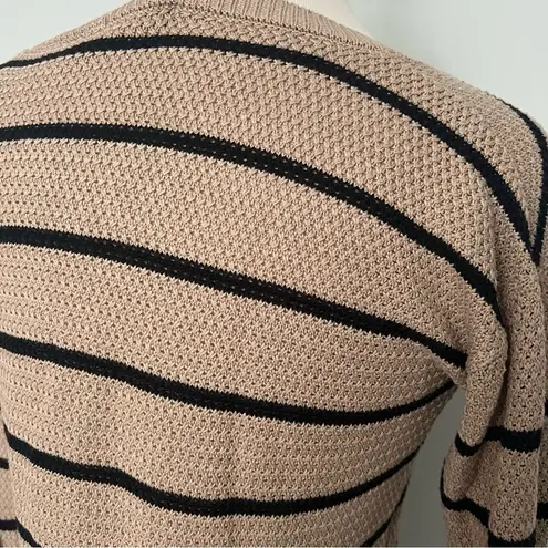 PaperMoon Tan Black Striped Knit Crewneck Pullover Sweater Size S