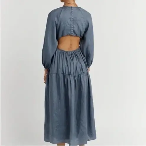 Dissh NWT Impala in Steel Linen Back Cutout Midi Dress US 10 / AU 14