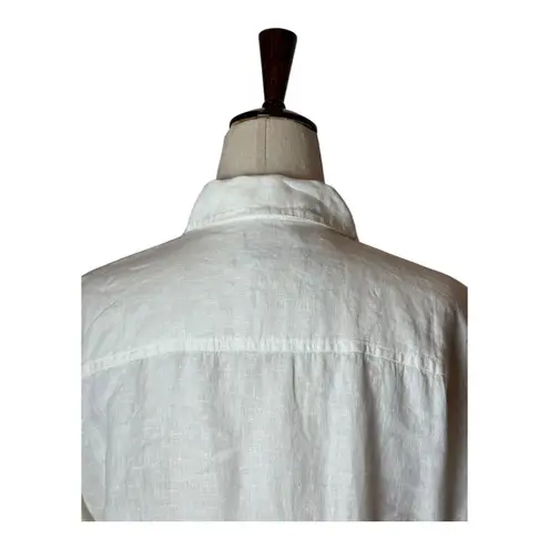 J Crew Shirt Women 4 White Baird McNutt Irish Linen Slim Fit Button Down Preppy