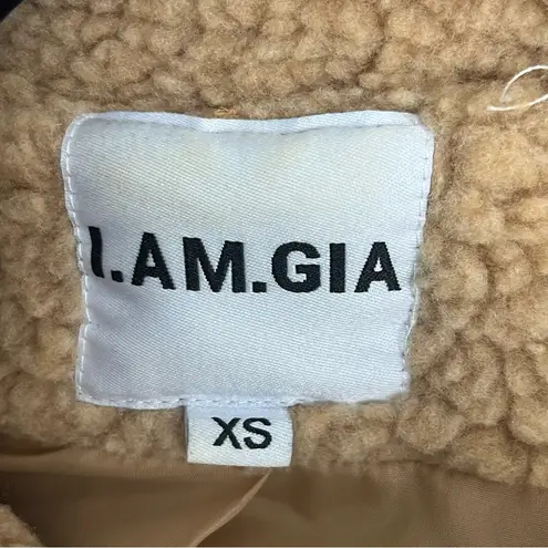 I am gia I.AM.GIA Tan Pixie Sherpa Long Sleeves Full Zipper Pockets Lined Teddy Coat