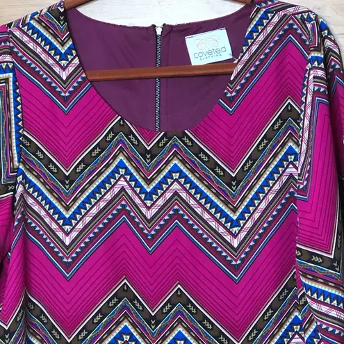 Coveted Clothing New With Tags Lined Chevron/Tribal Print Dress