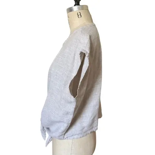 Only Child Luzon Line Tie Front Shirt in Beige Size Large