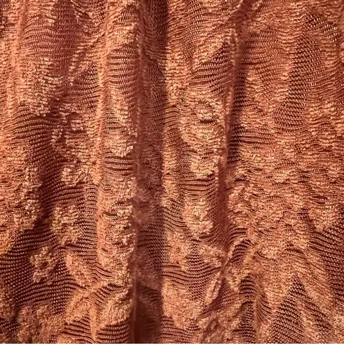 Deletta Anthropologie Rust Amana Burnout Sheer Smocked Mock Neck Top size small