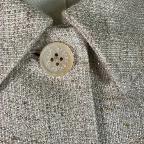 Brooks Brothers Blazer Jacket Womens Size 8 Beige Woven in Italy Career Coat
