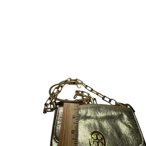 Tory Burch Metallic Gold Leather Evening Bag – Chain Strap Crossbody Shoulder