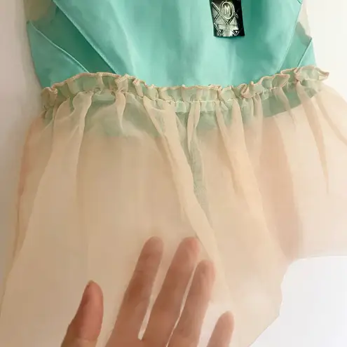 Cute kawaii Gauze tulle sheer ballerina peplum top Green - Image 2