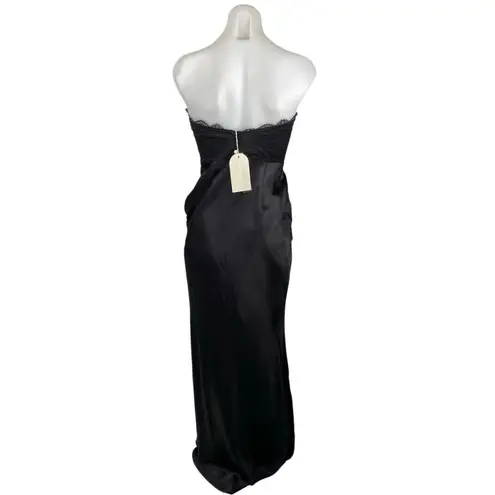 Meshki NEW Darcie Women's Black Strapless Satin Lace Maxi Bodycon Dress Size S