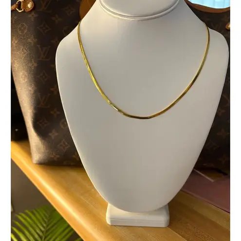 Boutique 3mm Gold Herringbone Necklace | Gold Plated‎ Sterling Silver