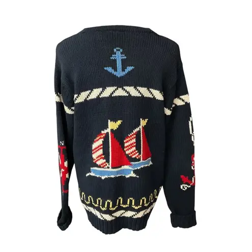 CRAZY HORSE by Liz Claiborne Nautical Rib Knit Full Zip Oversized Sweater Size S