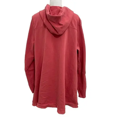 LOGO By Lori Goldstein LOGO Lori Goldstein Tie-Front Hoodie Sweatshirt Pockets Coral Pink size Large