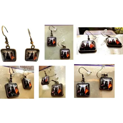 Macbeth Three Witches Earrings Halloween Supernatural Power Dark Force Literatur Gold