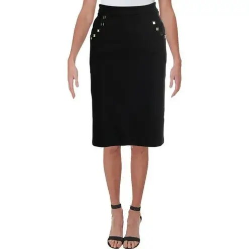 Carmen Marc Valvo | Black Studded Pencil Skirt