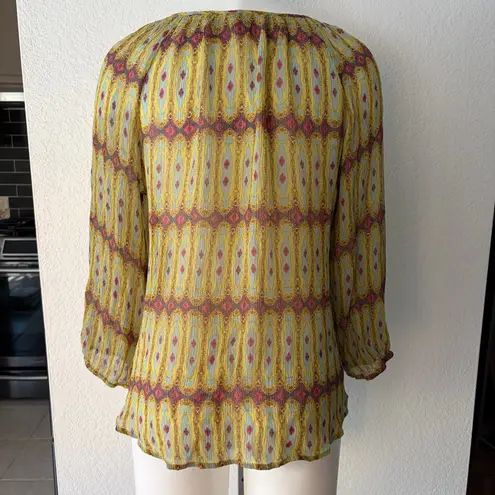 Sundance silk geometric sheer blouse