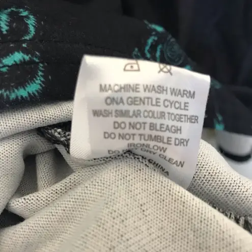 Reborn Midi Dress with Batwing Hem and 3/4 Sleeves Black Turquoise Floral 3X