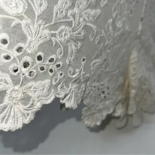 Zimmermann Off-White Women's Embroidered Eyelet Silk Romper w/Spaghetti Straps-0