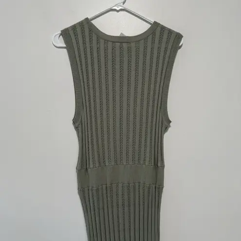 Varley Florian Knit Rib Jersey Perforated Dress in Seagrass Green Size Large