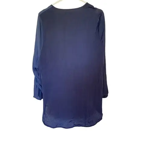 Silence + Noise  Blue faux wrap cut really low high low hem long sleeve medium