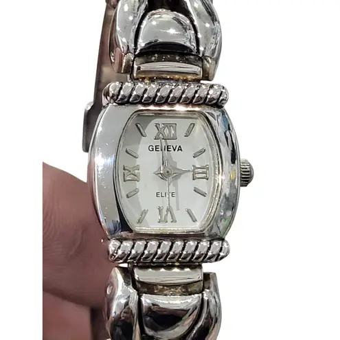Geneva Elite Quartz Bangle Watch Gold Tone Roman Numerals Ladies Jewelry
