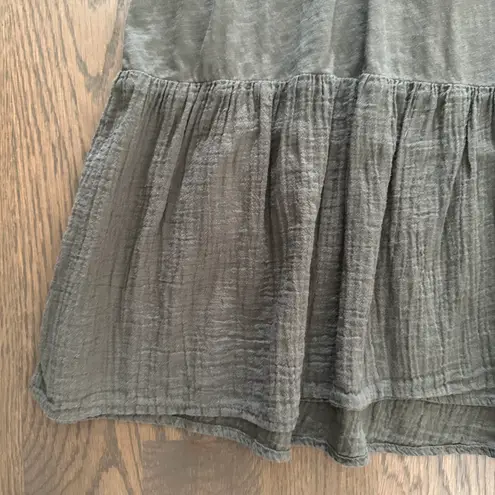 Velvet By Graham And Spencer Anthropologie Tiered Gauze Top Olive Green Medium