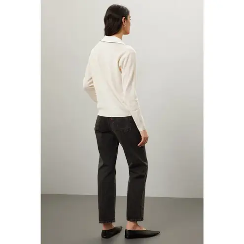 Sandro Off-White Wool Knit Long Sleeve Retro Prep Alizia Sweater Size 3