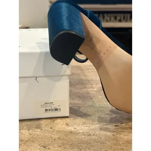 Sandro NEW Adrianne Velvet Block Heels In Turquoise size 38