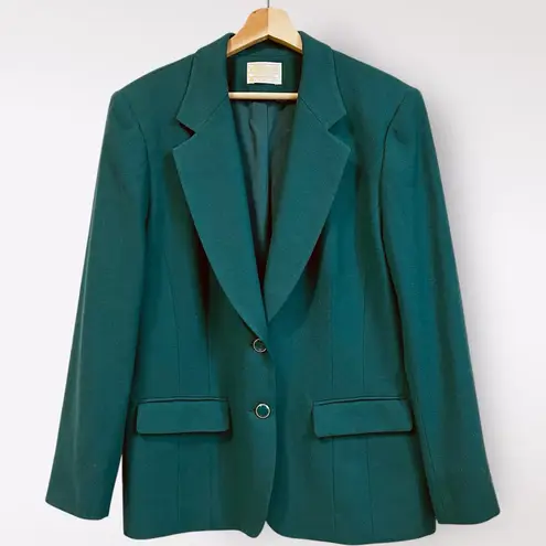 Pendleton Blazer Women Size 16 Emerald Green Button Wool Holiday Golf Equestrian