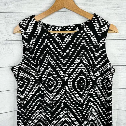 Mario Serrani Womens size 14 Sleeveless Shift Diamond Black White Dress