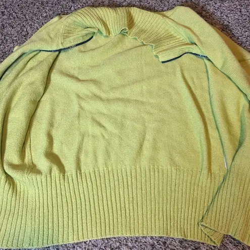 St. John Sport Full Zip Sweater Mock Neck Knit Yellow Jacket Small