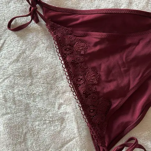 H&M Burgundy Red Bikini Set PushUp Top and Lacy / Size Small