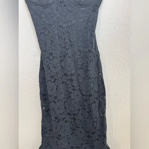 Lulus Instinctively Stunning Black Lace Trumpet Bustier Maxi Dress size Small