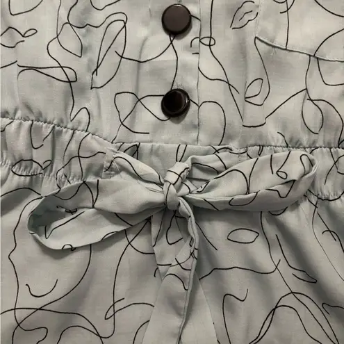 Sweet Rain Green Short Sleeve Peplum Blouse with Tie Size M Blue Size M