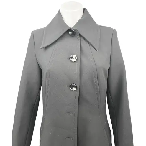 MNG Women's Black Button Down Collared Long Sleeve Long Coat Jacket Size S