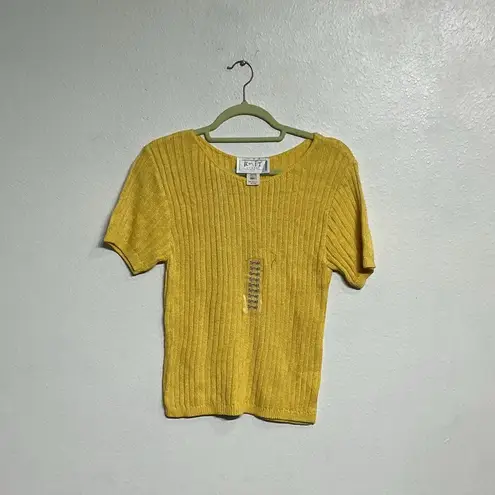 Knit Street Yellow Short Sleeve Sweater Sz S NWT