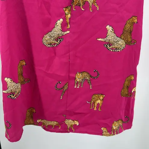 eesome Pink fuschia Mini Dress leopards cheetah Vibrant short balloon sleeve