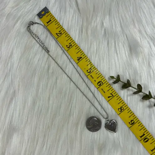 Abalone penguin heart silver tone necklace