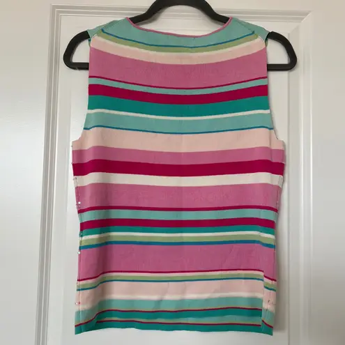 Petite Sophisticate Silk Blend Stretch Striped Sequin Knit Tank Top Sleeveless