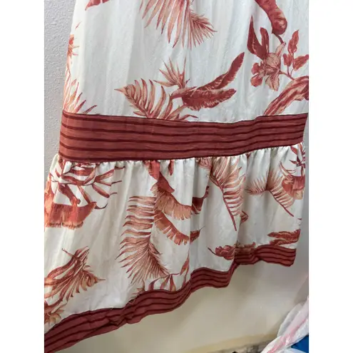 By The River Women's Medium Midi Dress Sleeveless Tropical Print Casual White