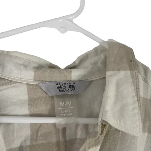 Mountain Hardwear Women's Size Medium Cream Plaid Soft Button Up