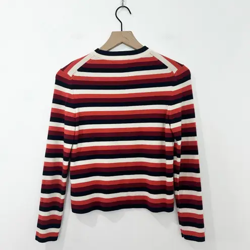 Whistles Striped Wool Sweater Women’s Size 4 Red Navy Cream Long Sleeve Pullover