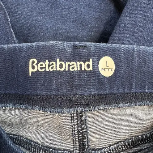 Betabrand Straight-Leg 4-Pocket Yoga Stretch Denim Jeans Indigo Size L Petite