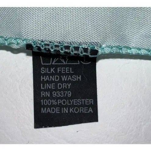 Aqua Green Square Scarf Striped 20" Silk Feel Polyester Womens Kusan Trading Inc