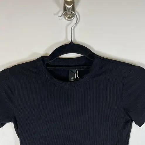 SKIMS Cropped Rib Modal Tee Black Slim Fit Crewneck Lightweight Stretch Sz XS